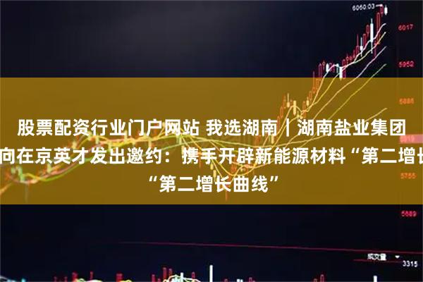 股票配资行业门户网站 我选湖南｜湖南盐业集团董事长向在京英才发出邀约：携手开辟新能源材料“第二增长曲线”